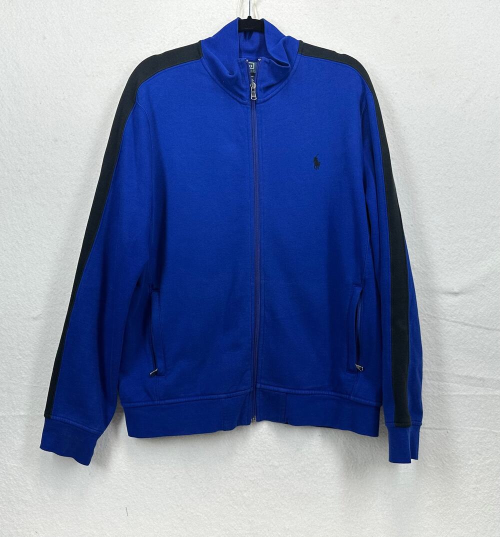 Polo Ralph Lauren Men's Track Jacket Full Zip Striped Arm Size L Preppy Casual